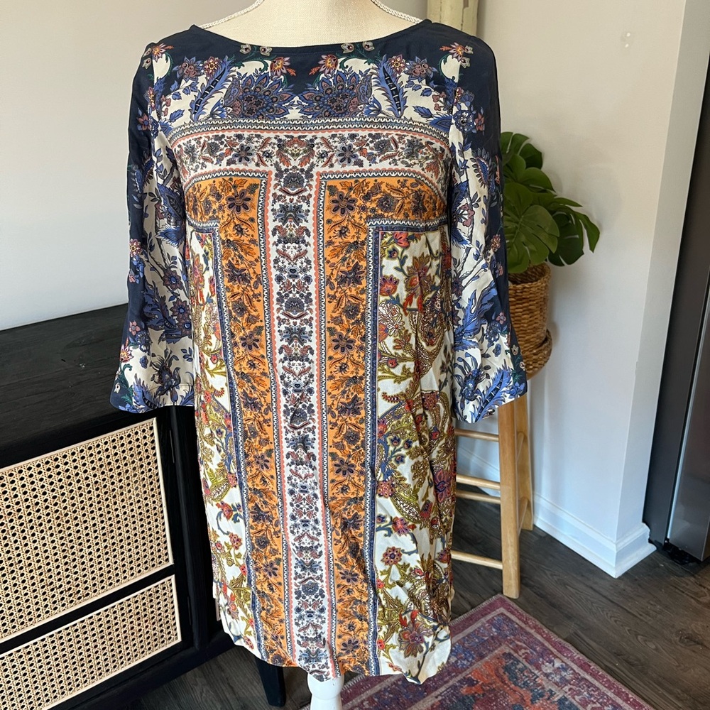 Maeve | Anthropologie Silk Shift Dress 3/4 Sleeves